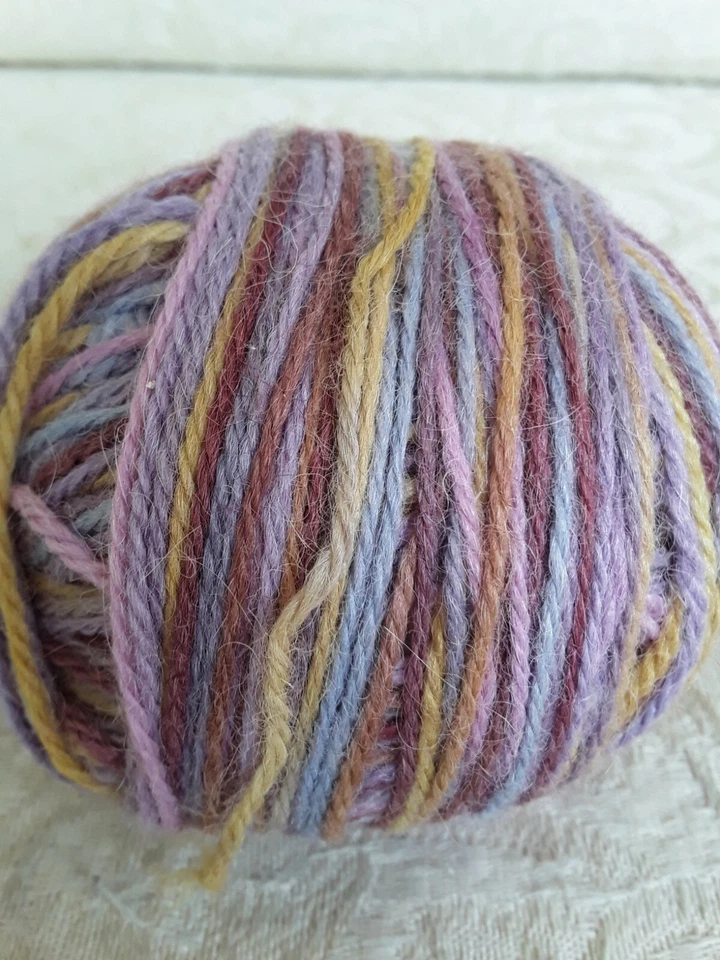 Robin Pascal Hand Painted Alpaca DK Yarn Mauve Blue Gold 1 Skein Already Wound - Image 3 of 4