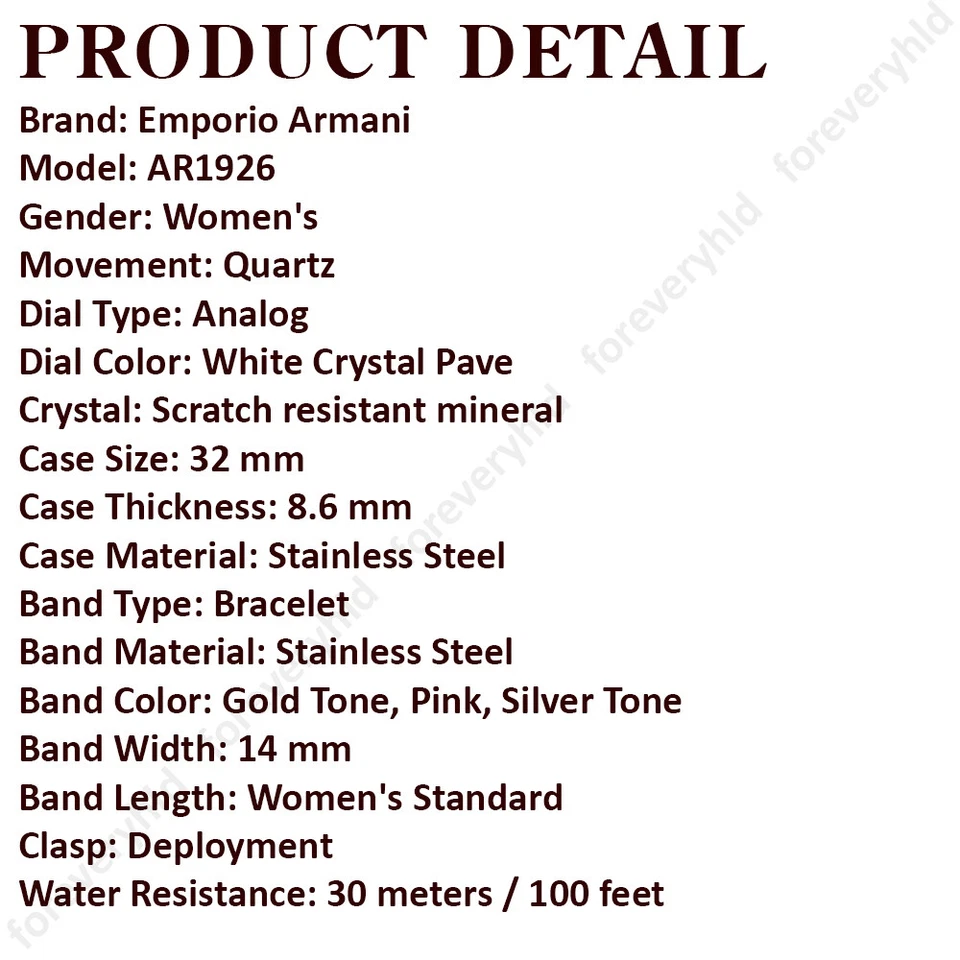 Emporio Armani AR1926 Gianni T-Bar White Crystal Pave Dial Analog Women's Watch - image 2 of 4