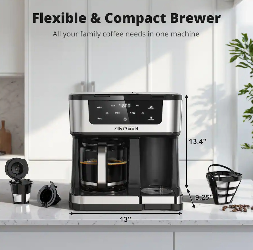 Single Serve & Carafe Combo Pod Compatible Drip Black