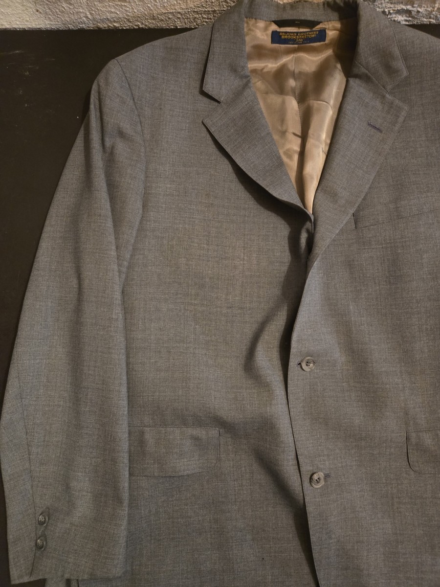 Vintage Brooks Brothers "346" Brookstretch Gray Wool 3-Button Suit Jacket 42R View 6