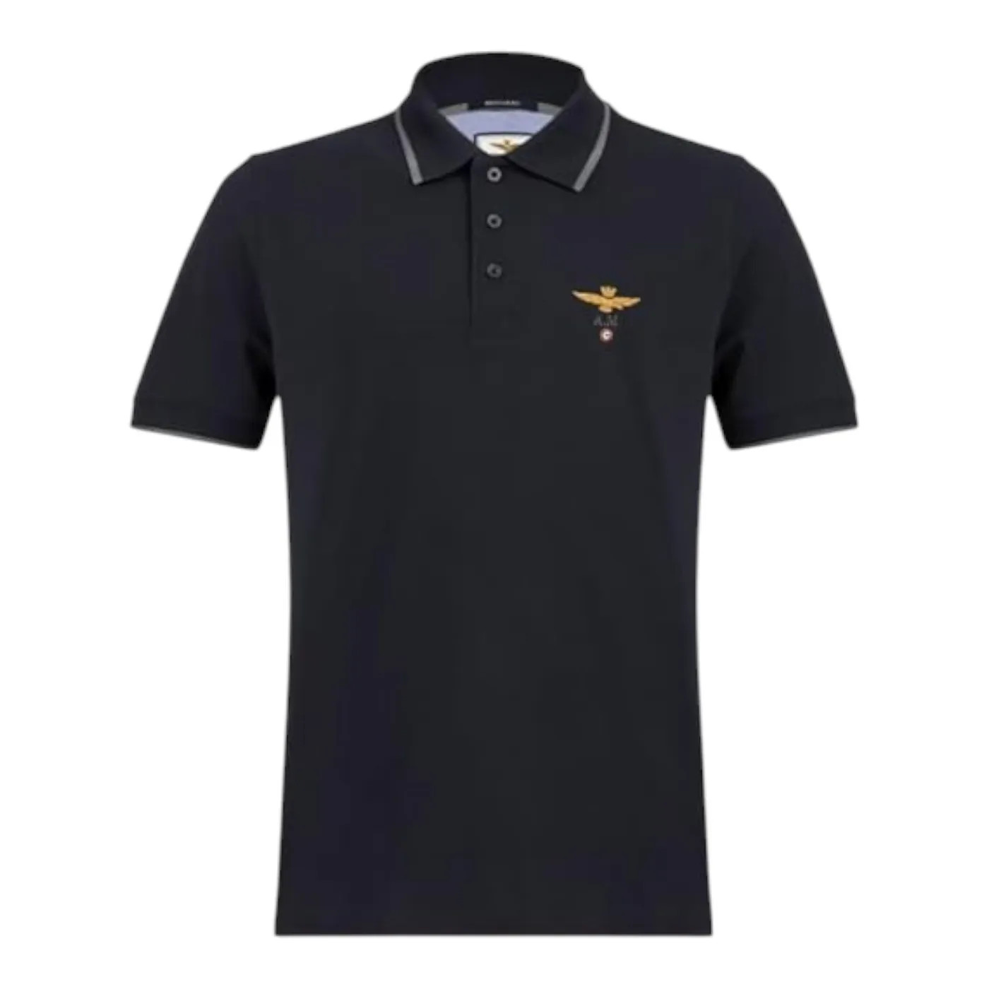 Polo Manches Courtes Homme Aeronautica Militare PO1308 Jet Black En Coton