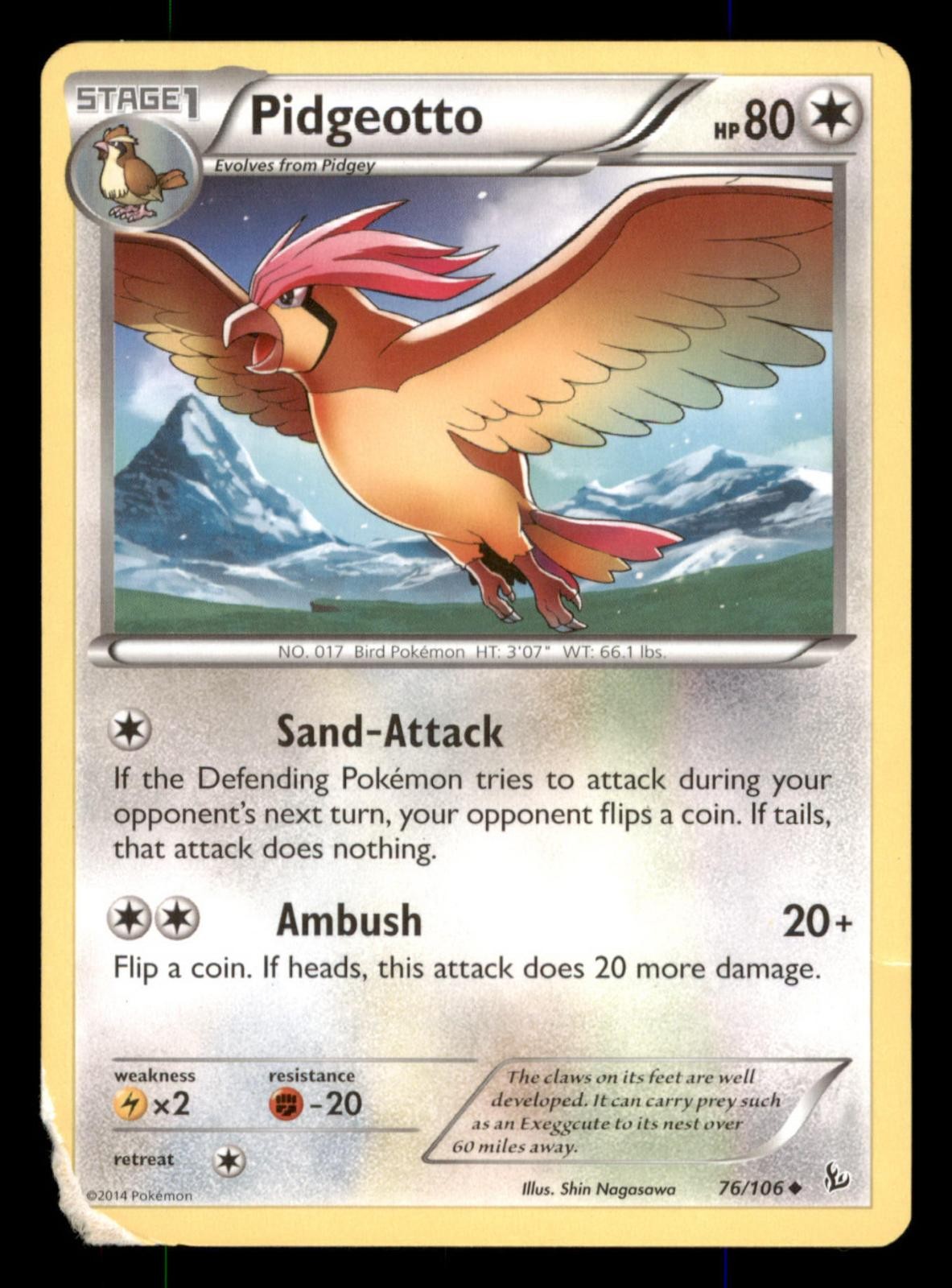 Pidgeotto 76/106 Flashfire Pokemon Lightly Played