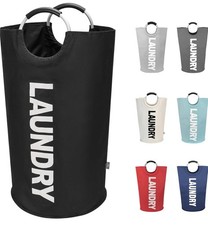 DOKEHOM 90L Large Laundry Basket Collapsible Foldable Clothes Hamper Black