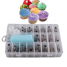 Jatidne 24pcs Piping Nozzles Set – Cake Decorating Kit with Icing Bags