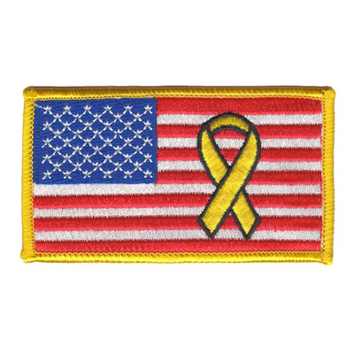 Support Our Troops Patch 2'' x 3.5'' USA Flag Yellow Ribbon Iron On Applique