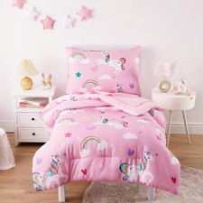 - Unicorn Toddler Bedding Set for Girls, Cute Colorful Unicorn with Rainbow C...