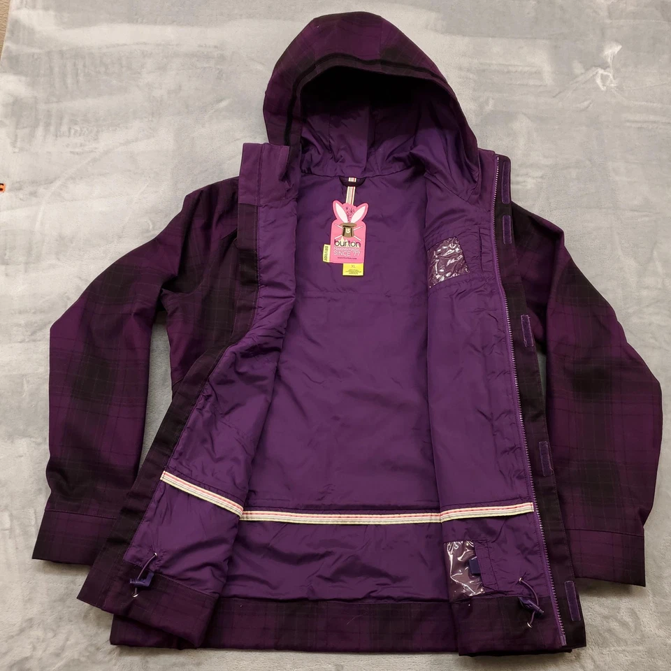 Chaqueta Burton para mujer XL púrpura a cuadros DRYRIDE con capucha snowboard esquí abrigo concha Foto 2 de 4
