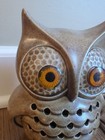 Vintage Ceramic Owl Lamp Night Light Brown Glaze Orange Eyes 6 In — photo 4