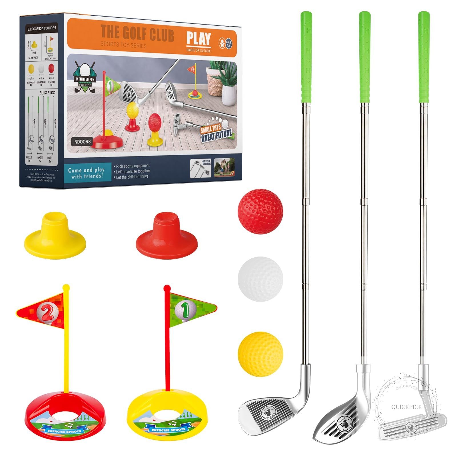 Clubs For 3 4 5 6 Years Old, Retractable Toddler Golf Set With Storage