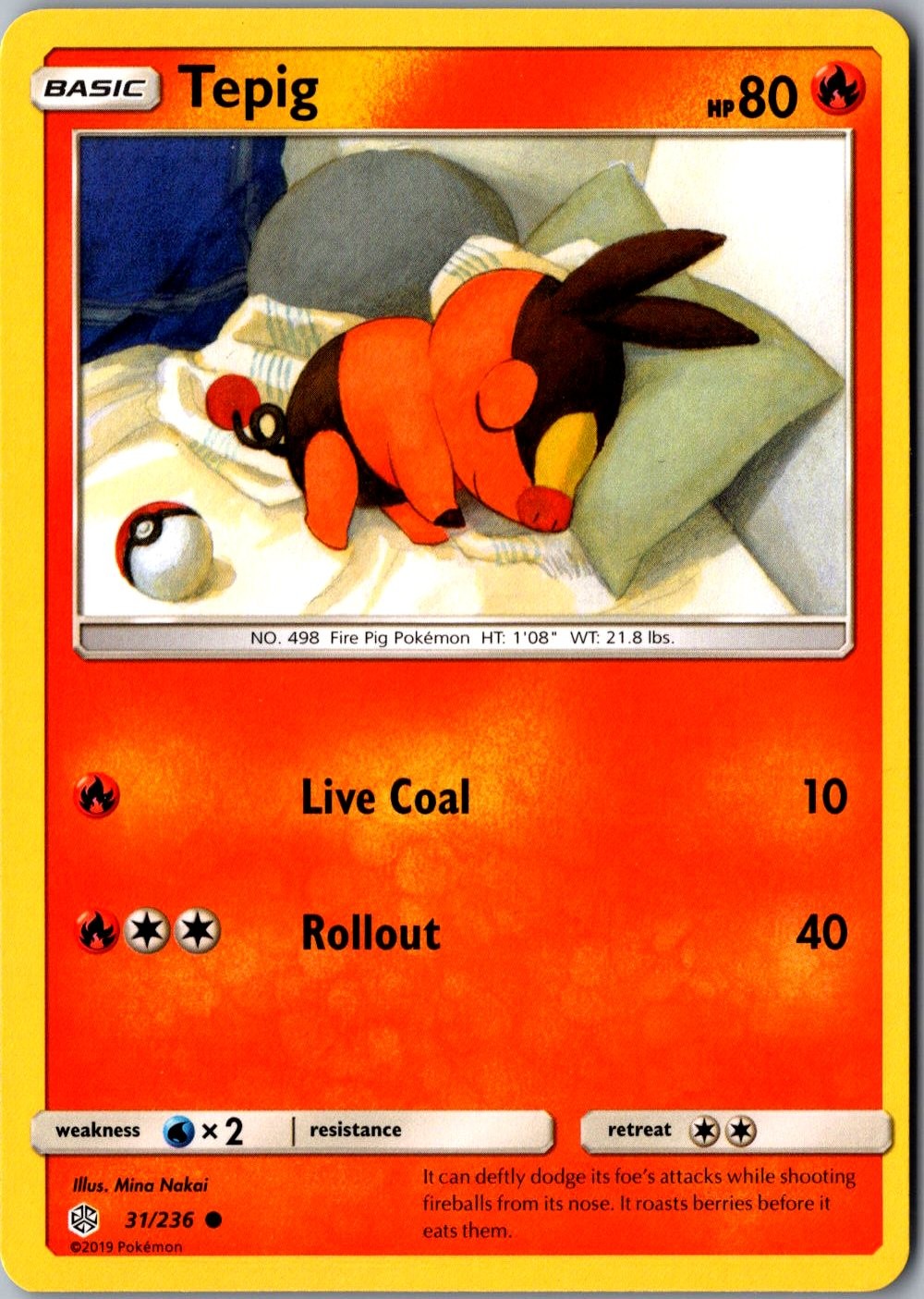 Tepig 31/236 Common SM - Cosmic Eclipse LP Pokemon Card