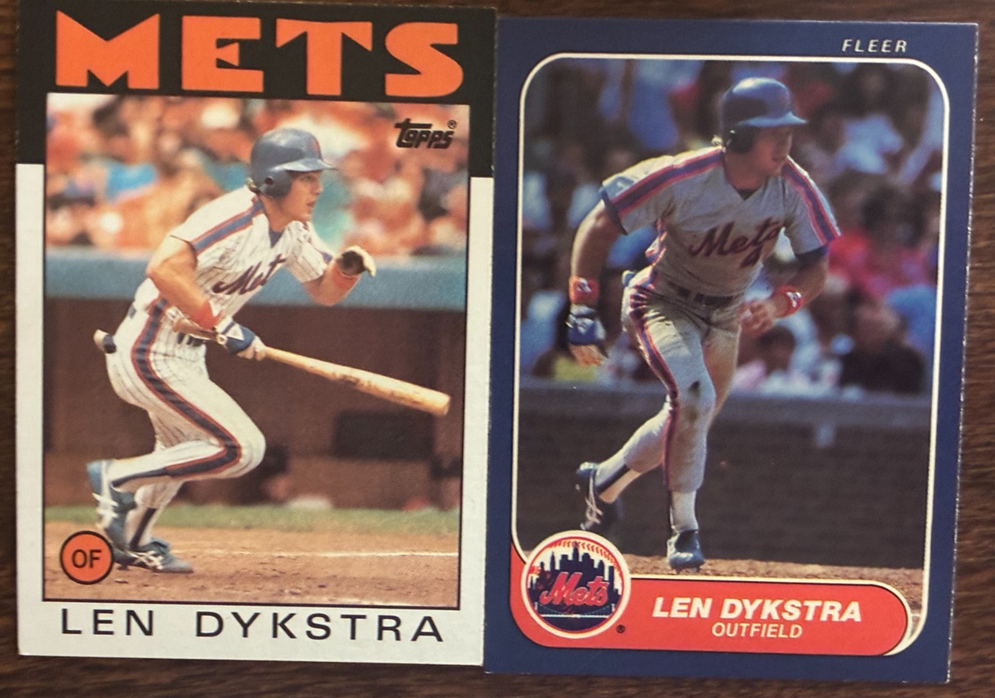 1986 Topps Len Dykstra Rookie card 1986 Fleer Len Dykstra Rookie card