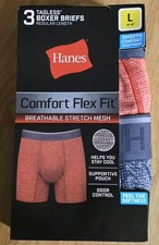 Hanes Mens Large 3 Pack Comfort Flex Boxer Briefs Stretch Mesh Supportive Pouch