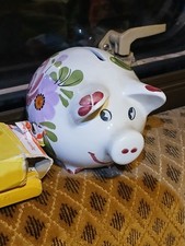 Porzellan Sparschwein floral handgemalt Spar-schweinchen-Dose
