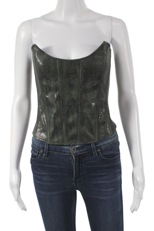 Miaou Womens Sleeveless Scoop Neck Animal Print Blouse Green Size S
