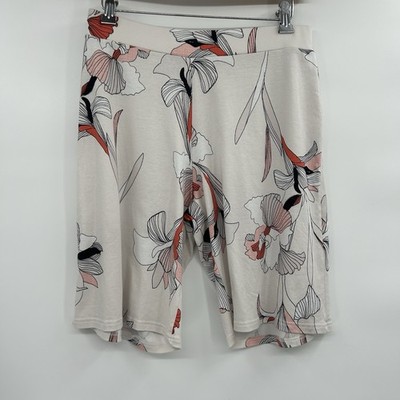 Calida Switzerland Womens Floral Lounge Pajama Shorts Sz Small Cream Cozy Soft