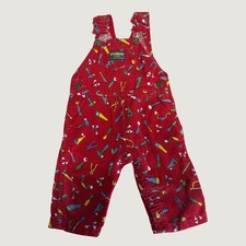 Vintage OshKosh B'Gosh Bib Overalls Red Corduroy Toolbox Tools USA Made 18 Month