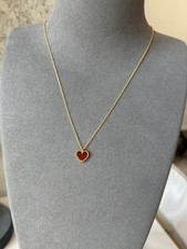 10mm red carnelian sweet heart necklace 925 silver gold plated