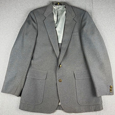 Haggar Magic Stretch Mens 40 Gray Blazer Gold Buttons Made USA Vintage
