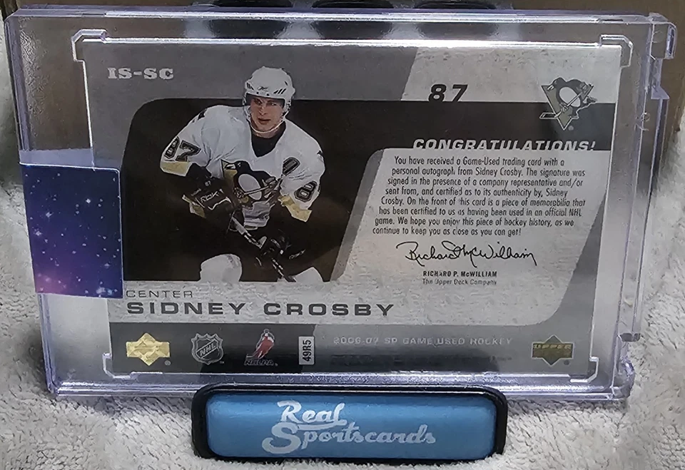 2006-07 UD SP Game Used Sidney Crosby GU Relic Auto Card #'d 16/100 Penguins Wow - Image 2 of 2