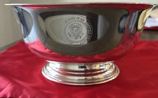 Rare Salisbury Pewter Revere Bowl w/ Presidential Seal & Trump Signature New