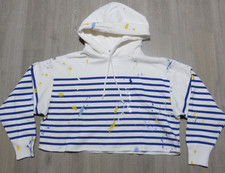 Polo Ralph Lauren Women's S Oversized Cropped Hoodie White Paint Splatter