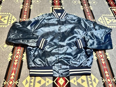 Vintage Ebert Sportswear Satin Bomber Jacket Blue XL USA TM