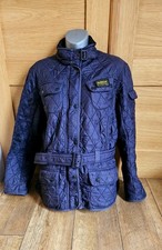 Barbour Internation Quilted Jacket With Belt Size 20 Purple