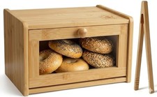 Chiron&rsquo;s Pantry Bread Box W/ Clear View Window Premium Bamboo Bread Storage