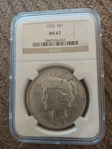 1923 Peace Dollar $1 Silver Coin NGC MS 62