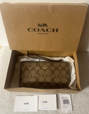 Muñequera F76580 IME74 COACH para mujer con cremallera sostiene iPhones, lona IM/caqui/silla de montar 2