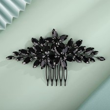 Lenjicons Flower Rhinestone Hair Comb Teardrop Rhinestone Wedding Headpiece H...
