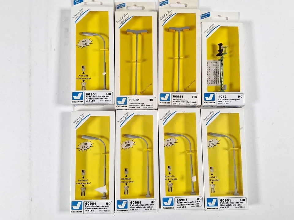 8x VIESSMANN LED Straßenlampen Peitschenleuchte 60901 60981 + Signal 4012