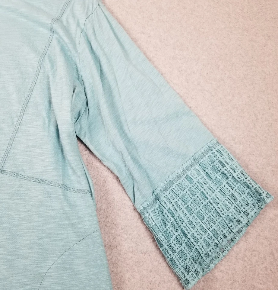 LOGO Tunic Top Womens 2X Plus Light Blue ¾ Bell Sleeve Side Pockets Stretch Knit - Image 3 of 4