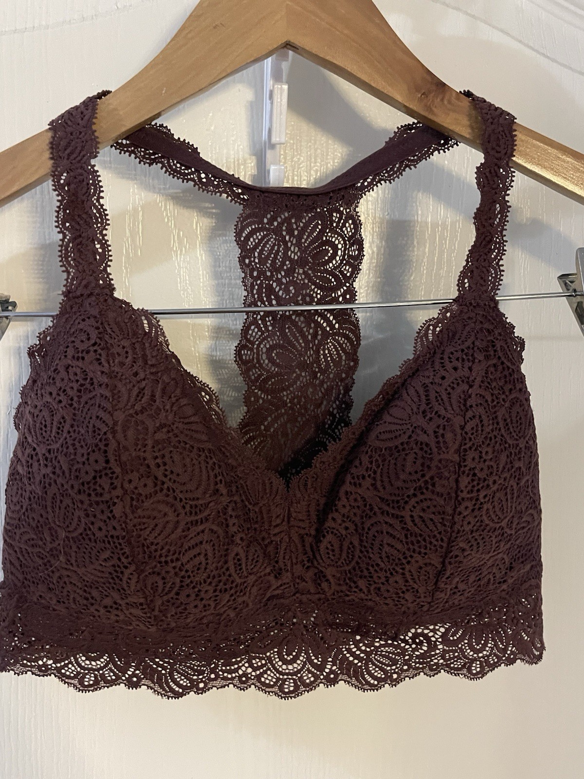 Auden Bralette Bra Medium Brown Lace Wireless Bohemian Floral Wire Free K-image
