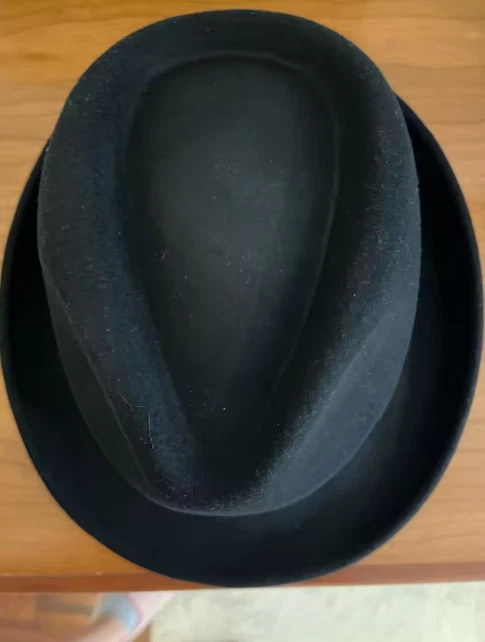 Sombrero Fedora de fieltro de lana para hombre invierno cálido clásico jazz Homburg ala estrecha negro