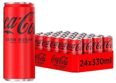 Coca-Cola Zero Sugar - Caffeinated Soft Drink No Calories - in Stylish Tins (24