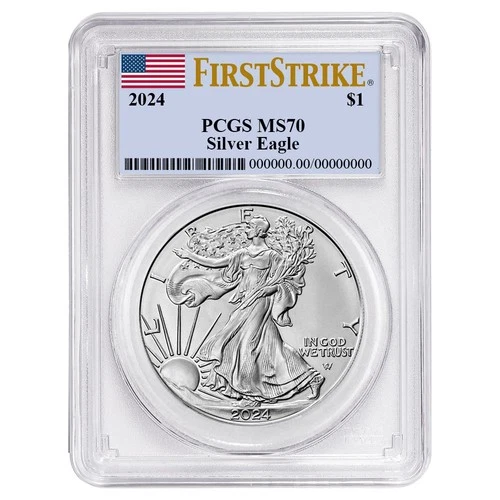 2024 $1 American Silver Eagle PCGS MS70 FS Flag Label