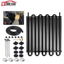 10 Pass Aluminum Remote 5/16" Engine Oil Cooler Radiator w/Hose Mounting Kit