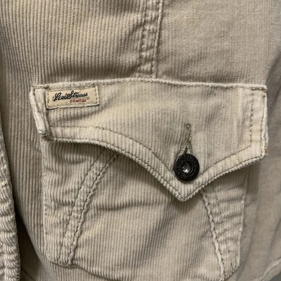 Blazer chaqueta de pana Levi Strauss para mujer color tostado medio botón elástico Foto 3 de 4