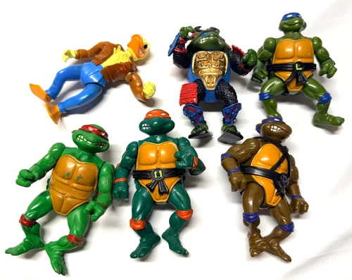 TMNT – 6 Action Figure Lot #7 – Vintage 1990s Loose – Playmates Toys