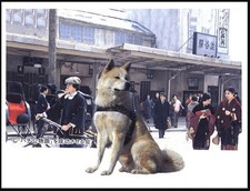 AKITA DOG PRINT POSTER DOG WAITING FOR MASTER AT RAILWAY STATION 