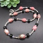 Beaded Necklace 19" Gemstone And Glass