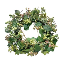 24" Spring Botanical Artificial Mixed Berry Wreath Realistic Natural Silk Floral
