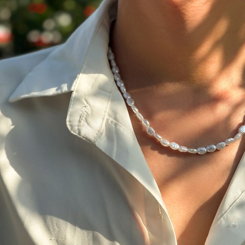 Men's and Women's Irregular Pearl Necklaces Fashionable Collarbone Chain Jewelry - Picture 8 of 12