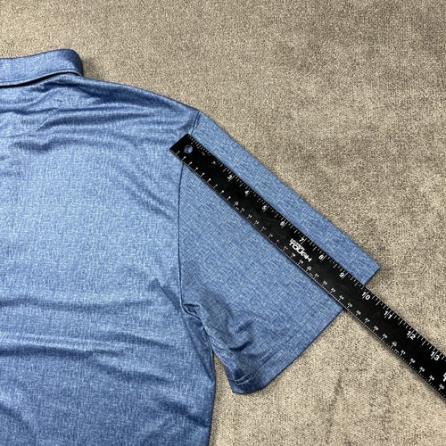 Camisa Polo Bugatchi Para Hombre Grande Azul Rendimiento Golf Elastizada Absorbente Preppy - Imagen 8 de 9