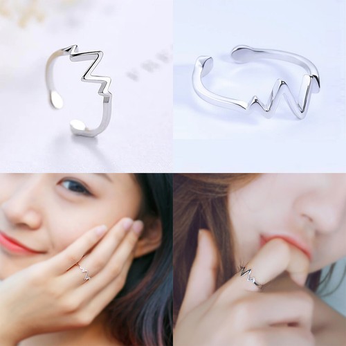 925 Sterling Silver plated Adjustable Finger Rings Thumb Open Band Feather UK - Picture 6 of 31