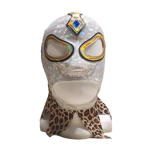 Konan El Barbaro Mask Wrestling Lucha  Mex Lycra & Vinyl  Size: Ajustable White - Picture 1 of 7