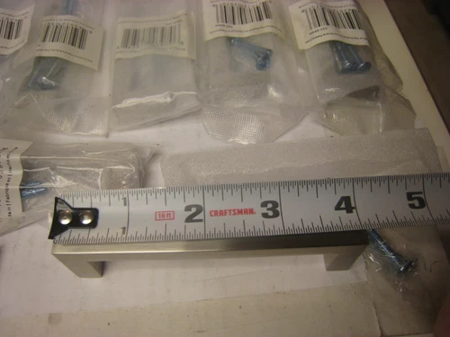 10 pcs  Hardware Resources 4" Stanton Square Cabinet Pull Satin Nickel 625-96SN - Picture 3 of 7