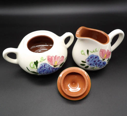 Crema y azucarero de cerámica STANGL pintado a mano frutas y flores EE. UU. - Leer de colección - Imagen 2 de 12