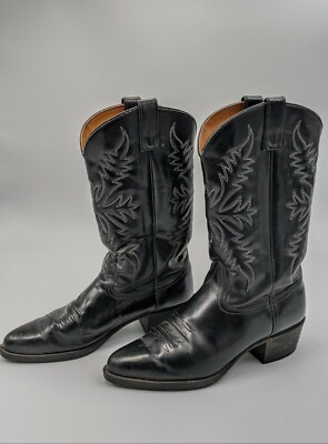 Black Leather Cowboy Boots Men\'s Size 10D . Western Cowboy Boots Smooth Black Leather Men main image 4